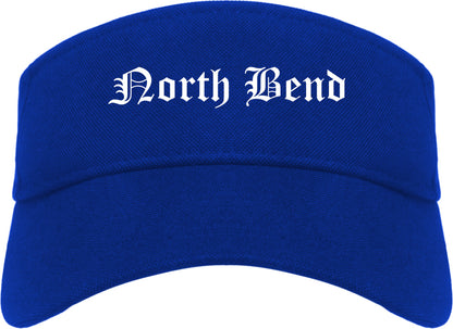 North Bend Oregon OR Old English Mens Visor Cap Hat Royal Blue