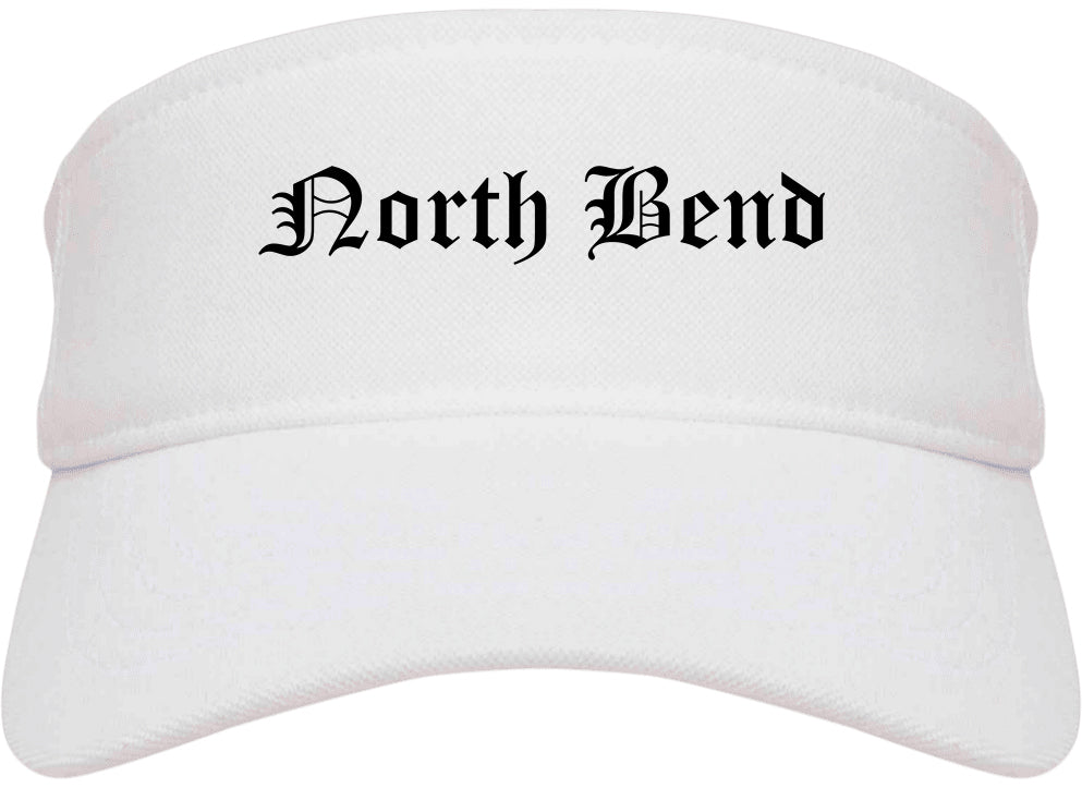 North Bend Oregon OR Old English Mens Visor Cap Hat White