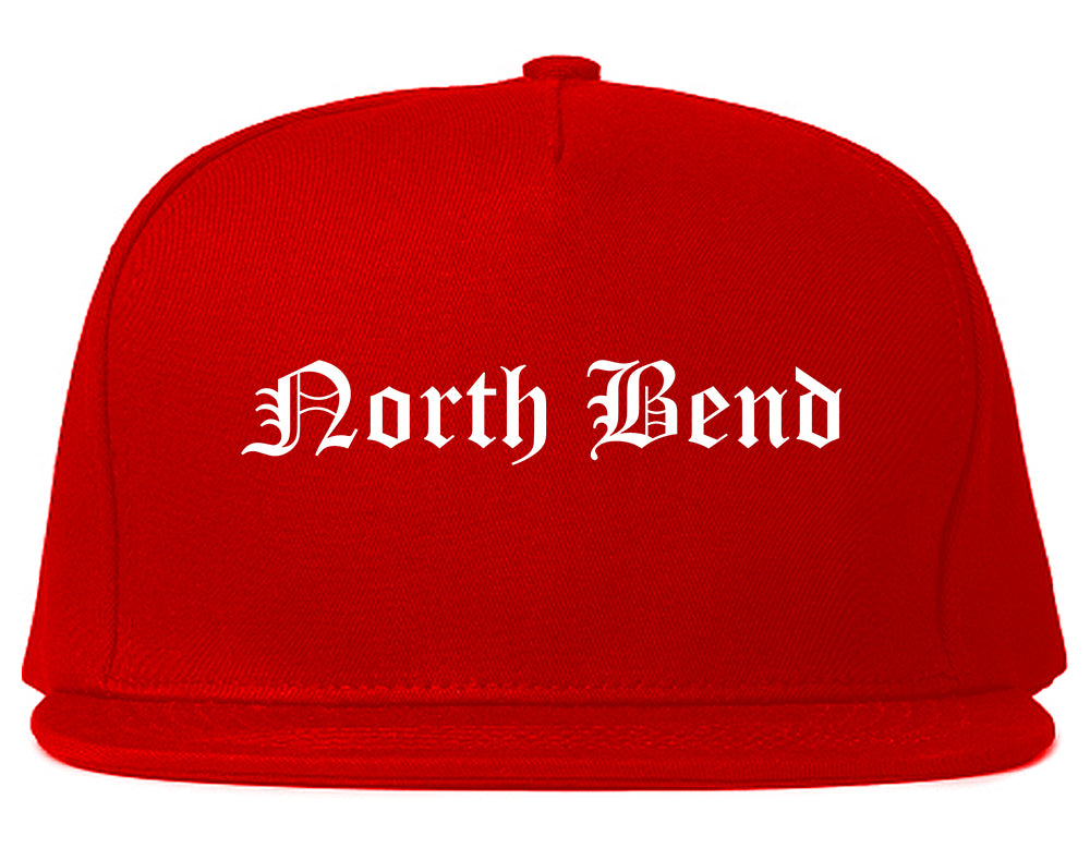 North Bend Washington WA Old English Mens Snapback Hat Red