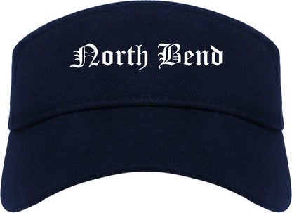North Bend Washington WA Old English Mens Visor Cap Hat Navy Blue