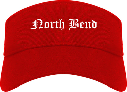 North Bend Washington WA Old English Mens Visor Cap Hat Red
