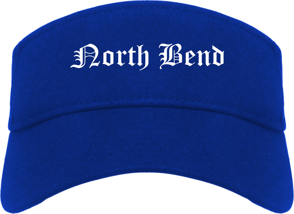North Bend Washington WA Old English Mens Visor Cap Hat Royal Blue
