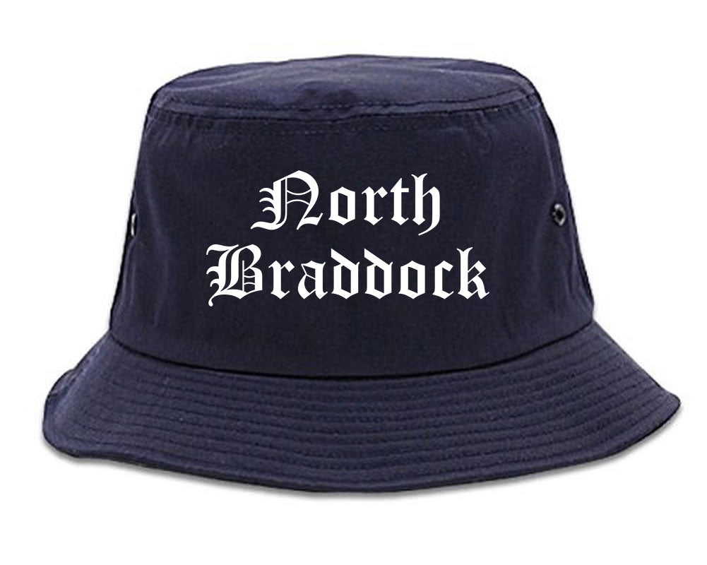North Braddock Pennsylvania PA Old English Mens Bucket Hat Navy Blue