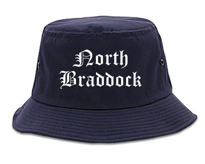 North Braddock Pennsylvania PA Old English Mens Bucket Hat Navy Blue