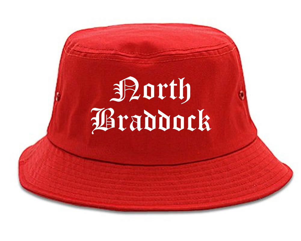 North Braddock Pennsylvania PA Old English Mens Bucket Hat Red
