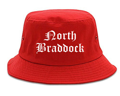 North Braddock Pennsylvania PA Old English Mens Bucket Hat Red