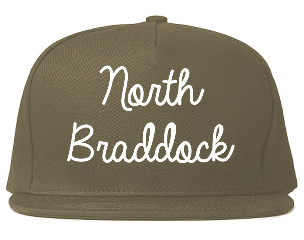 North Braddock Pennsylvania PA Script Mens Snapback Hat Grey