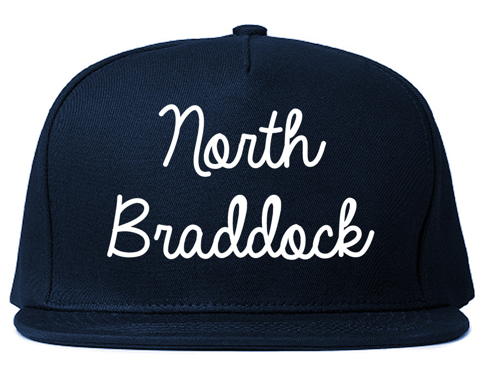 North Braddock Pennsylvania PA Script Mens Snapback Hat Navy Blue