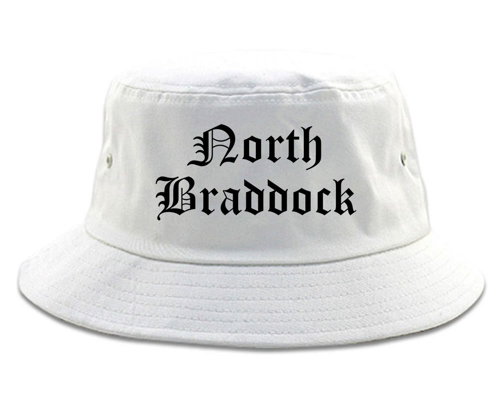 North Braddock Pennsylvania PA Old English Mens Bucket Hat White