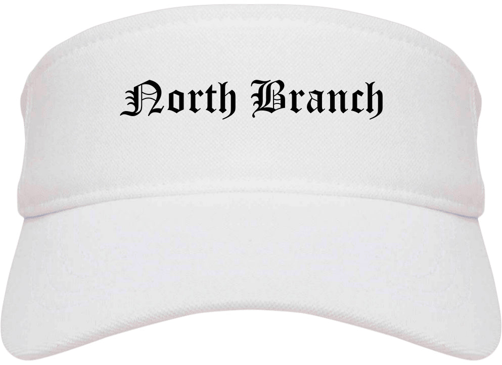 North Branch Minnesota MN Old English Mens Visor Cap Hat White