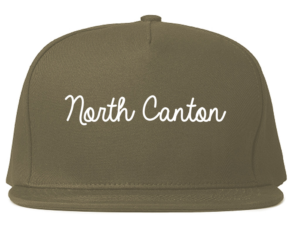 North Canton Ohio OH Script Mens Snapback Hat Grey