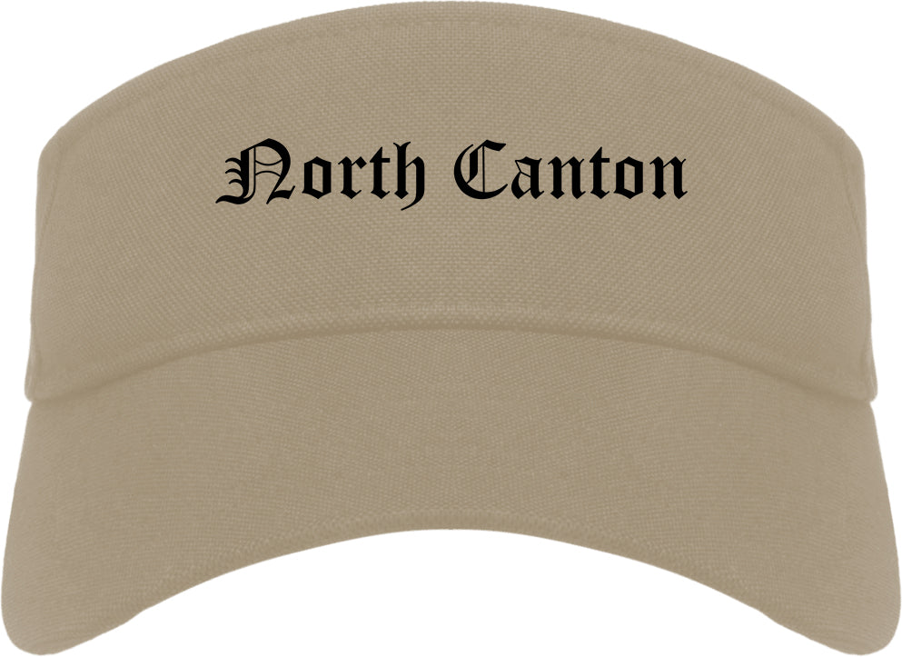 North Canton Ohio OH Old English Mens Visor Cap Hat Khaki