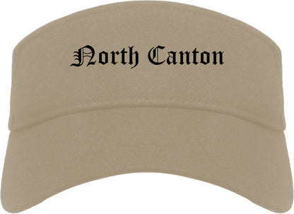North Canton Ohio OH Old English Mens Visor Cap Hat Khaki