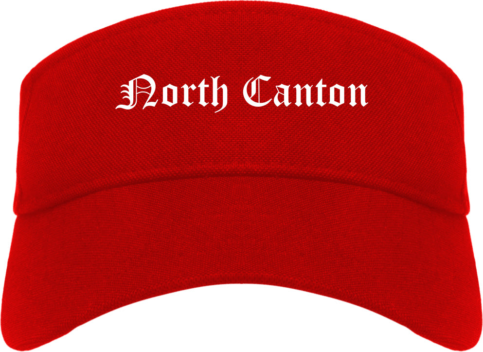North Canton Ohio OH Old English Mens Visor Cap Hat Red