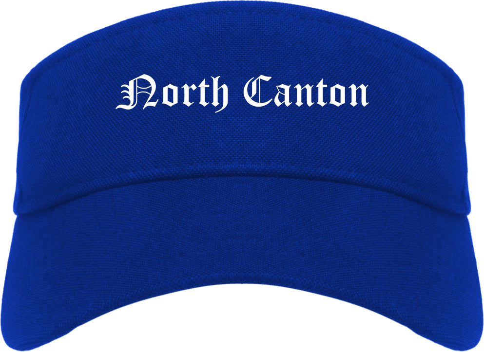 North Canton Ohio OH Old English Mens Visor Cap Hat Royal Blue
