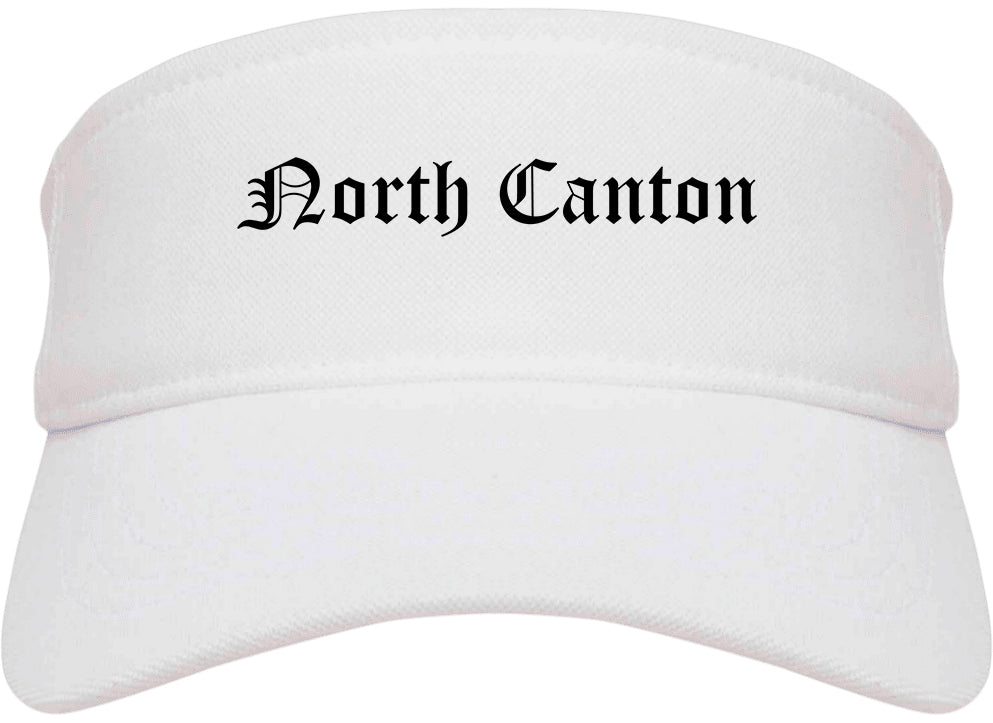 North Canton Ohio OH Old English Mens Visor Cap Hat White