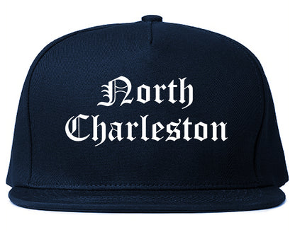 North Charleston South Carolina SC Old English Mens Snapback Hat Navy Blue
