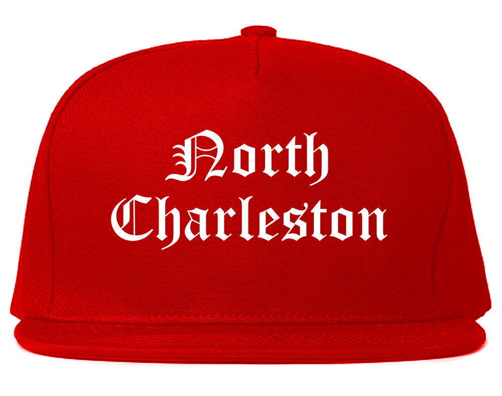 North Charleston South Carolina SC Old English Mens Snapback Hat Red