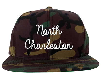 North Charleston South Carolina SC Script Mens Snapback Hat Army Camo
