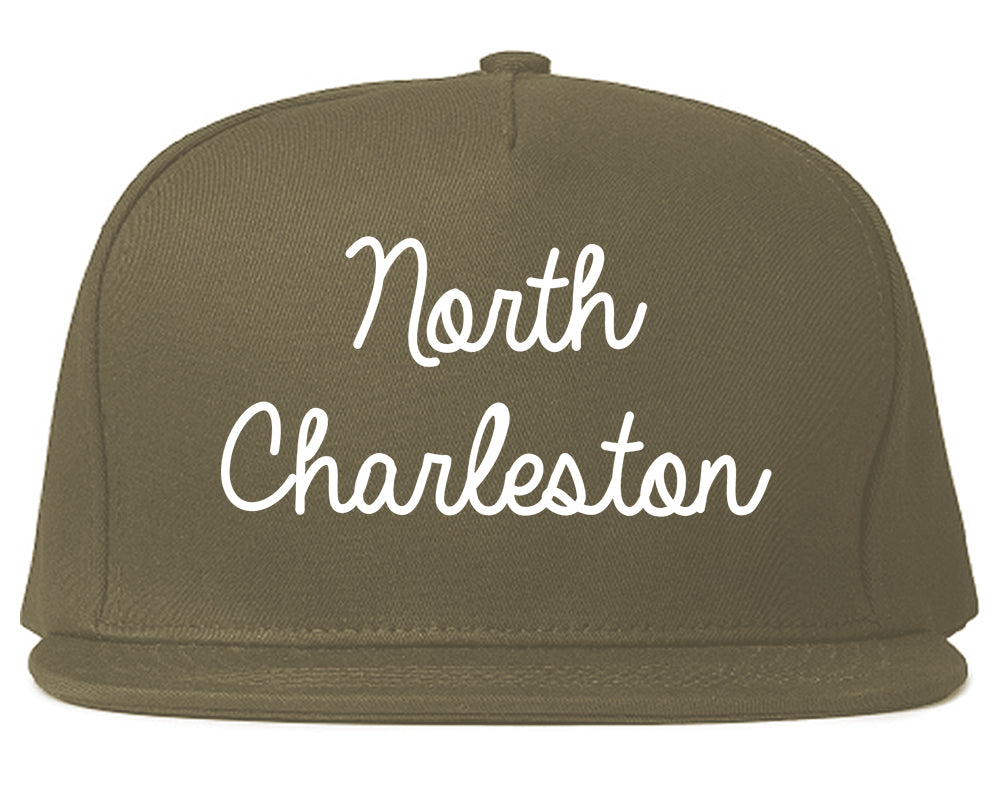 North Charleston South Carolina SC Script Mens Snapback Hat Grey
