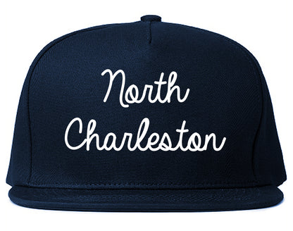 North Charleston South Carolina SC Script Mens Snapback Hat Navy Blue