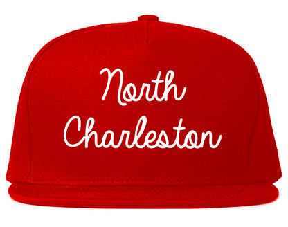 North Charleston South Carolina SC Script Mens Snapback Hat Red