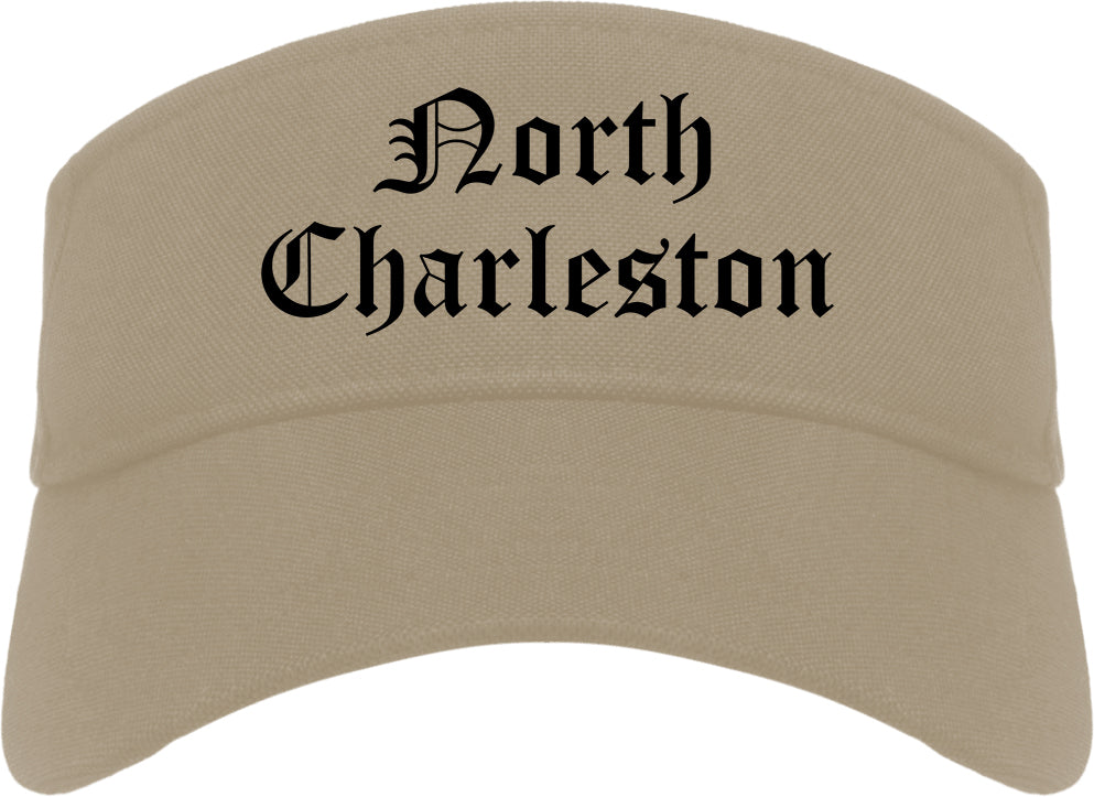 North Charleston South Carolina SC Old English Mens Visor Cap Hat Khaki