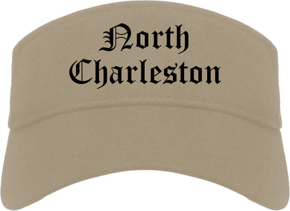 North Charleston South Carolina SC Old English Mens Visor Cap Hat Khaki