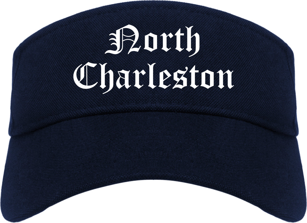 North Charleston South Carolina SC Old English Mens Visor Cap Hat Navy Blue