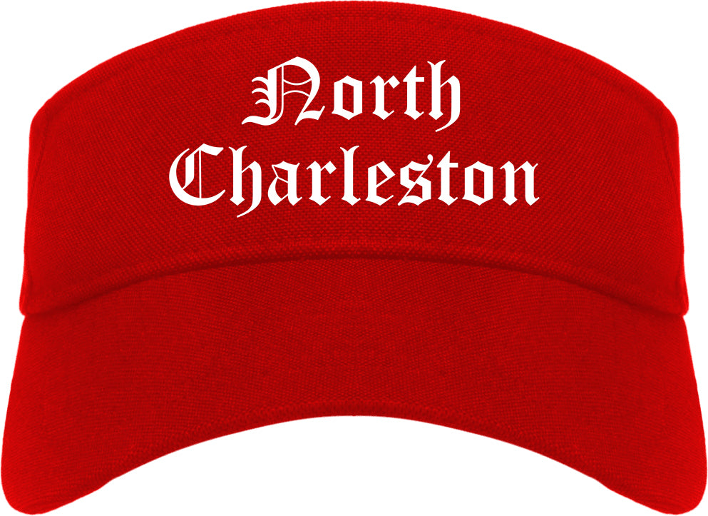 North Charleston South Carolina SC Old English Mens Visor Cap Hat Red