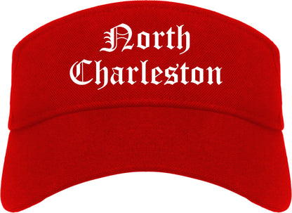 North Charleston South Carolina SC Old English Mens Visor Cap Hat Red