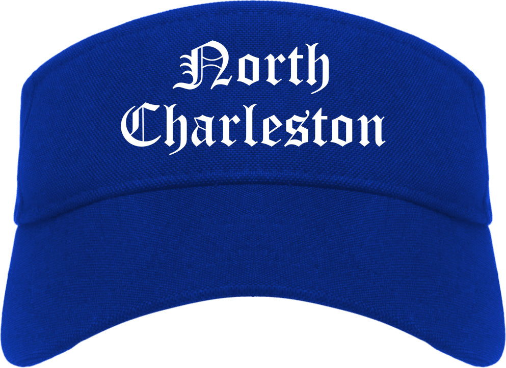 North Charleston South Carolina SC Old English Mens Visor Cap Hat Royal Blue