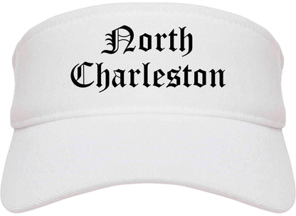 North Charleston South Carolina SC Old English Mens Visor Cap Hat White
