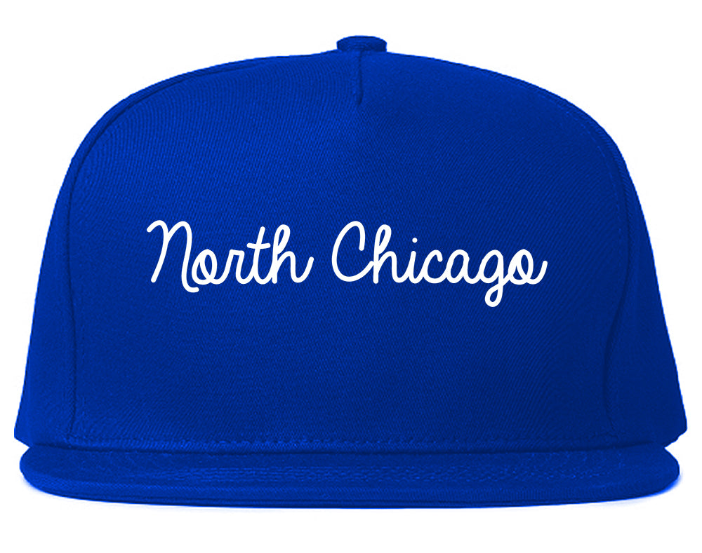 North Chicago Illinois IL Script Mens Snapback Hat Royal Blue