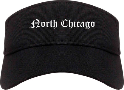 North Chicago Illinois IL Old English Mens Visor Cap Hat Black
