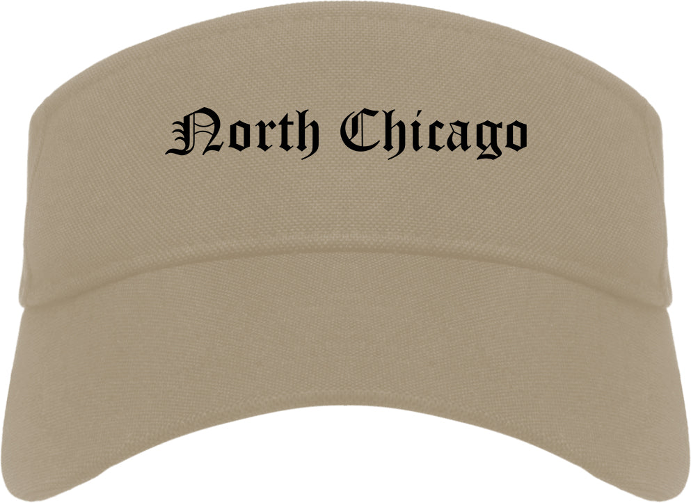 North Chicago Illinois IL Old English Mens Visor Cap Hat Khaki