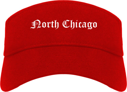 North Chicago Illinois IL Old English Mens Visor Cap Hat Red