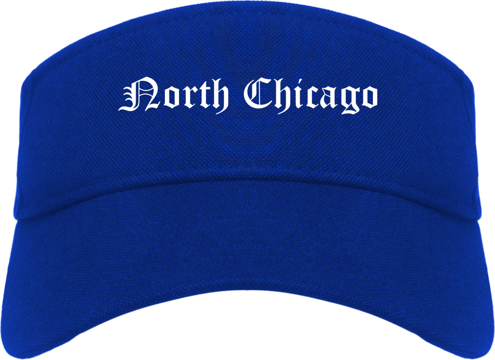 North Chicago Illinois IL Old English Mens Visor Cap Hat Royal Blue