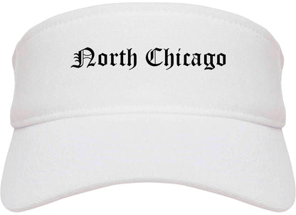 North Chicago Illinois IL Old English Mens Visor Cap Hat White