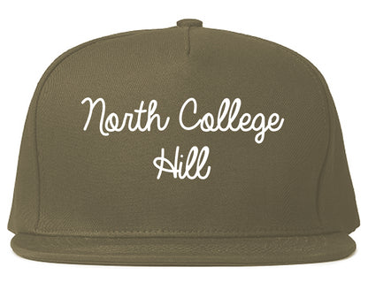 North College Hill Ohio OH Script Mens Snapback Hat Grey