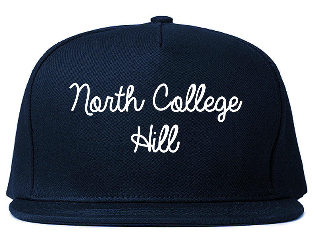 North College Hill Ohio OH Script Mens Snapback Hat Navy Blue