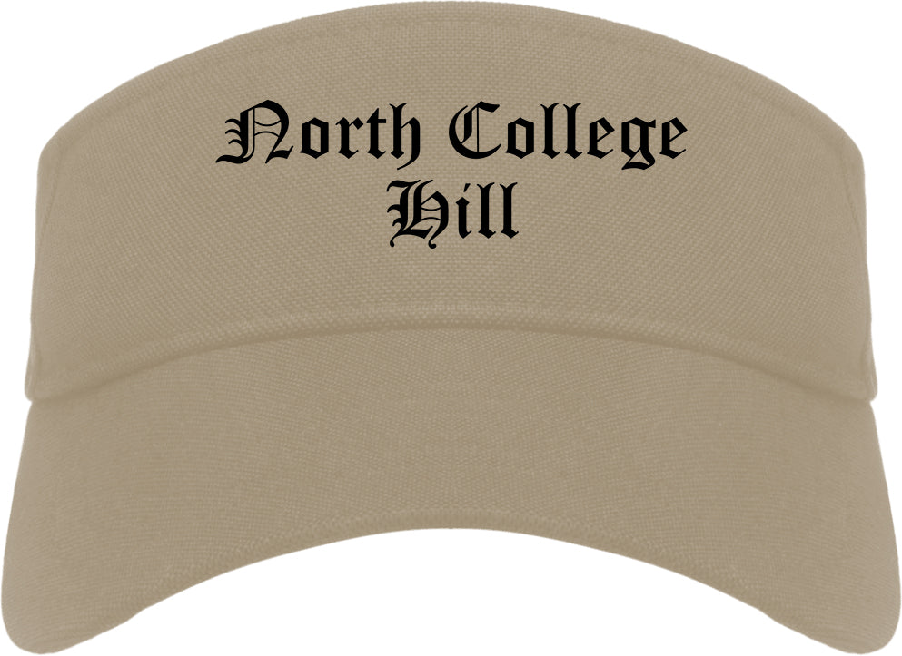 North College Hill Ohio OH Old English Mens Visor Cap Hat Khaki