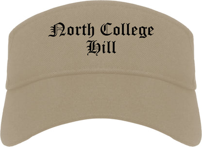 North College Hill Ohio OH Old English Mens Visor Cap Hat Khaki