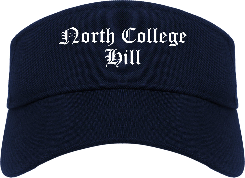 North College Hill Ohio OH Old English Mens Visor Cap Hat Navy Blue
