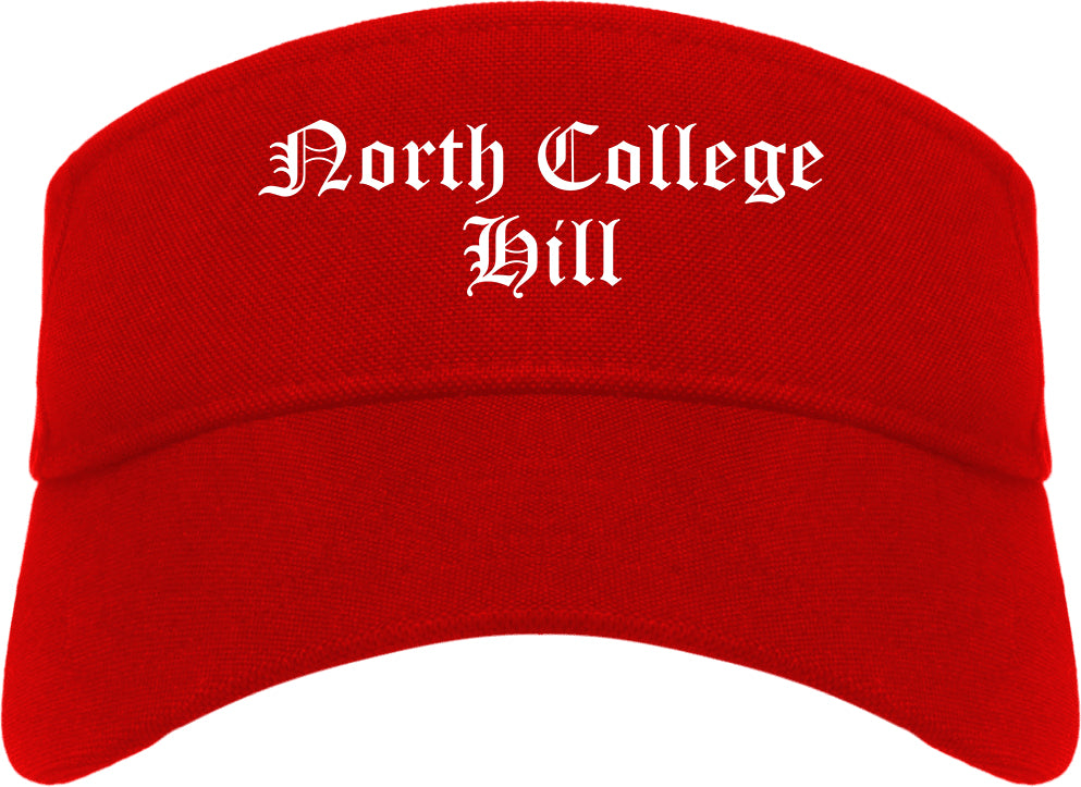 North College Hill Ohio OH Old English Mens Visor Cap Hat Red
