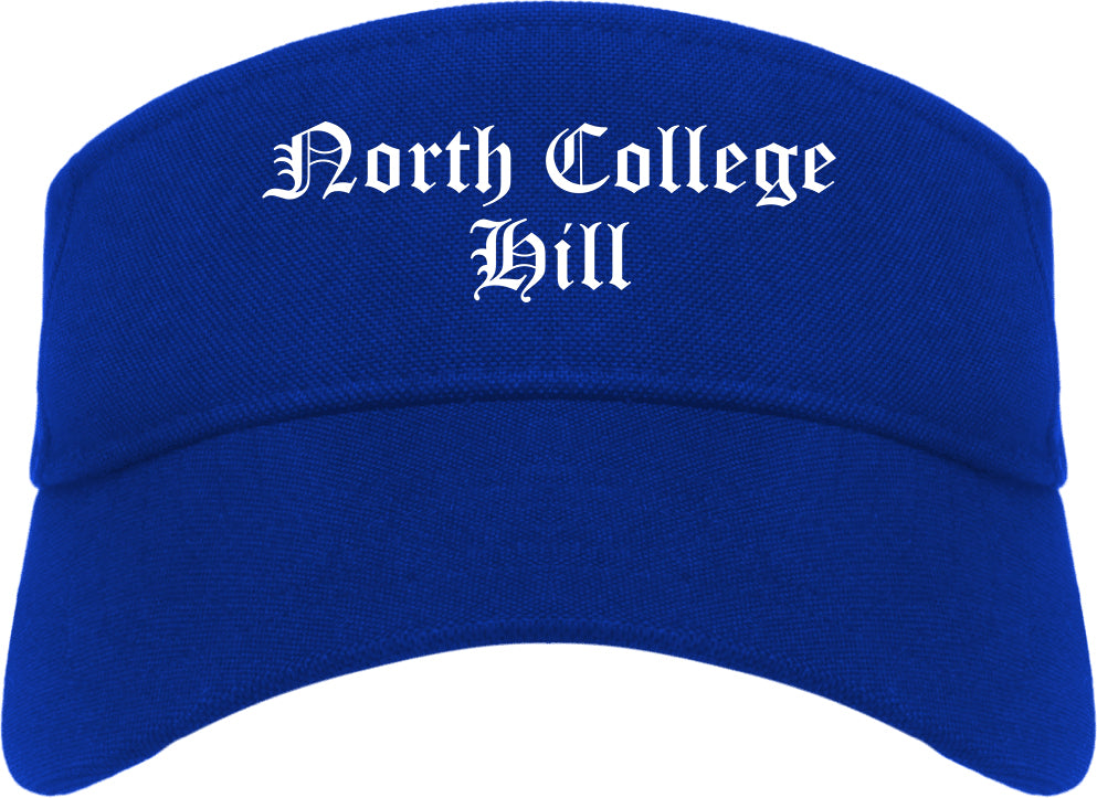 North College Hill Ohio OH Old English Mens Visor Cap Hat Royal Blue