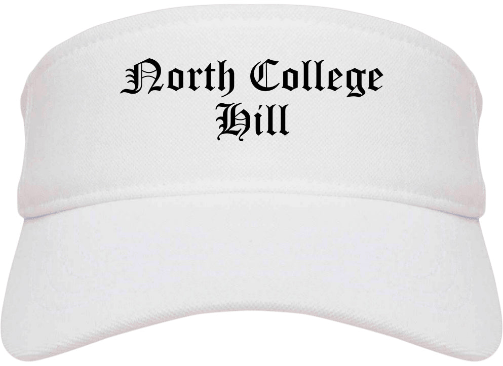 North College Hill Ohio OH Old English Mens Visor Cap Hat White