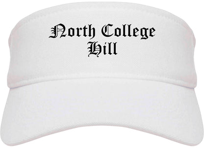 North College Hill Ohio OH Old English Mens Visor Cap Hat White