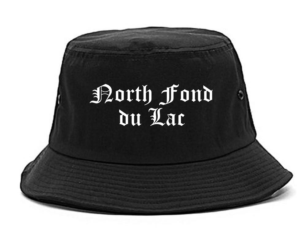 North Fond du Lac Wisconsin WI Old English Mens Bucket Hat Black
