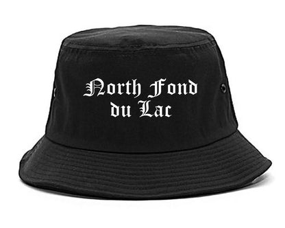 North Fond du Lac Wisconsin WI Old English Mens Bucket Hat Black